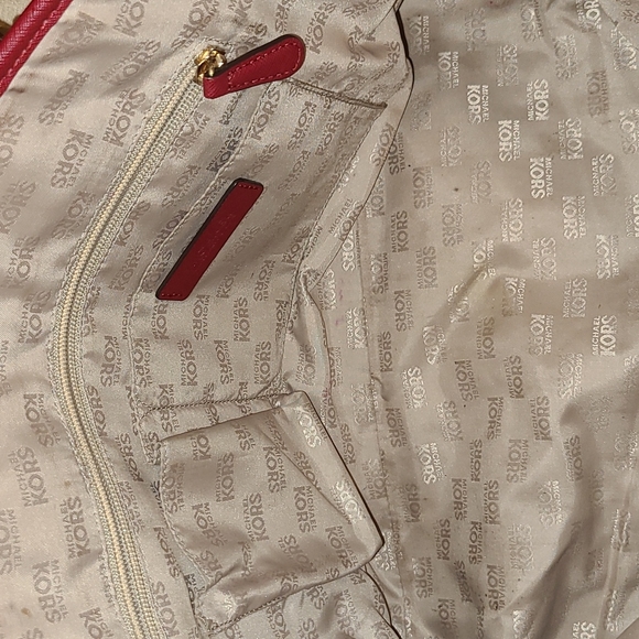 Michael Kors Jet Set Travel Tote Large Ruby Red Burgundy Tote Bag - Picture 3 of 6